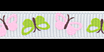 3/8" Butterfly Multi Grosgrain Ribbon Pink/Green