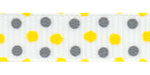 Yellow and Gray Confetti Dots Grosgrain Ribbon