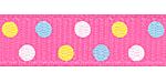3/8" Fun Dots on Hot Pink Grosgrain