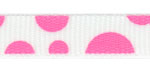 Random Dots Hot Pink on White Grosgrain