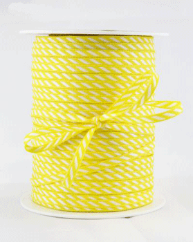 1/8" Diagonal Stripe Ribbon Yellow