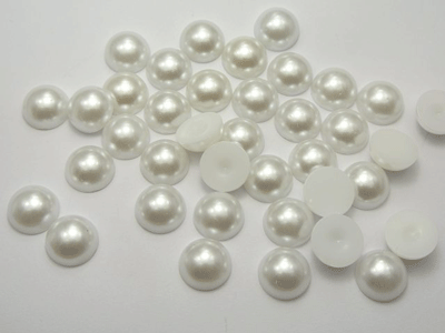 Shiny Silver Flat Back Pearls