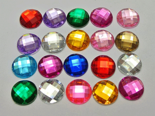 Mixed Color Flatback Rhinestone Faceted Round Gems