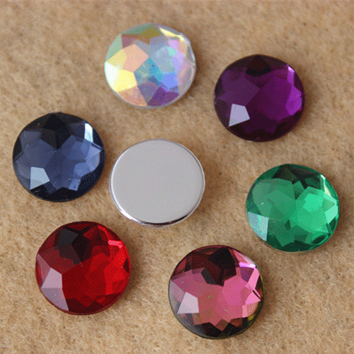 14mm Mixed Color Round Flatback Acrylic Rhinestone 