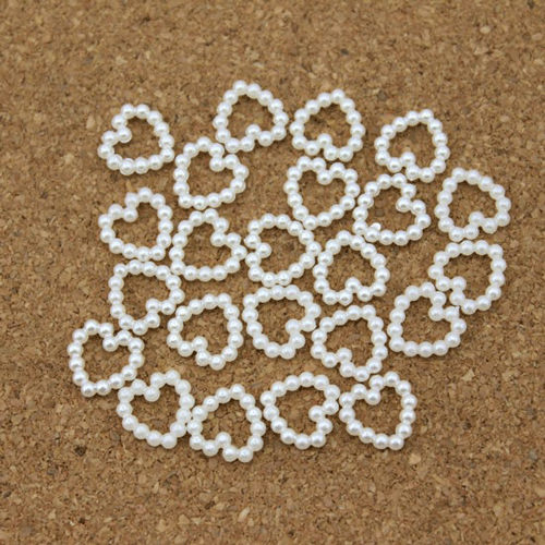 11mm White Heart Shape Flatback Imitation Pearl Beads