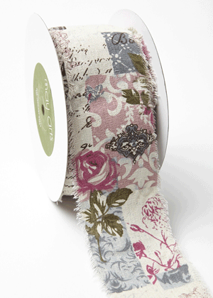 2-1/2 Inch Cotton Blend Vintage Garden Print Ribbon