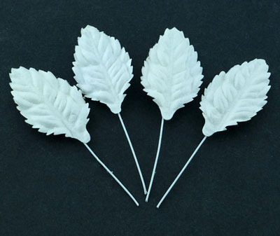 Wild Orchid Craft Mulberry Paper Leaves 30mm White