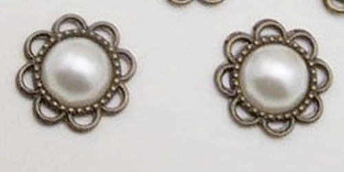 14mm White Flower Shape Flatback Round Pearl 