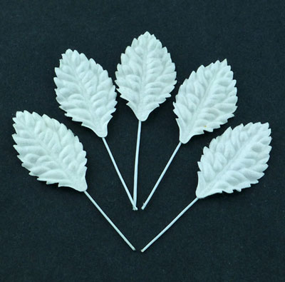 Wild Orchid Craft Mulberry Paper Leaves 40mm White