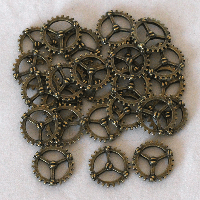 12mm Antique Bronze Steampunk Gears Charms #2