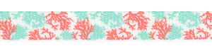 Coral Reef Print on White Grosgrain Ribbon