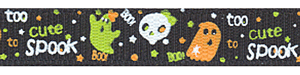 Halloween Too Cute to Spook Print on Black Grosgrain Ribbon