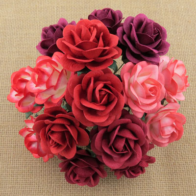 Wild Orchid Craft 40mm Trellis Roses Mixed Red Tones 