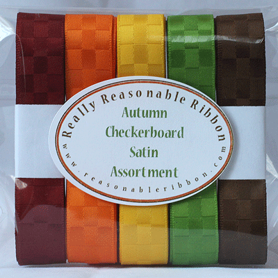 Checkerboard Satin Ribbon Assortment Autumn RESTOCKED!