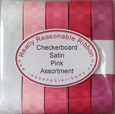 Checkerboard Satin Ribbon Assortment Pinks RESTOCKED!