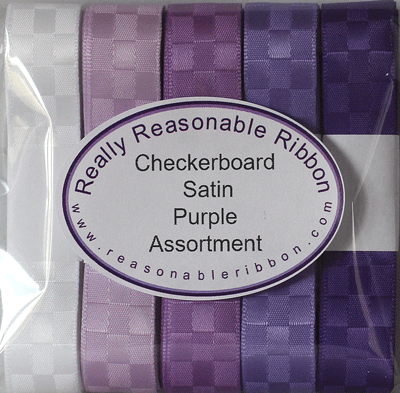 Checkerboard Satin Ribbon Assortment Purple 