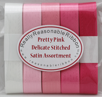 Delicate Stitched Satin Ribbon Pretty Pink Assortment 