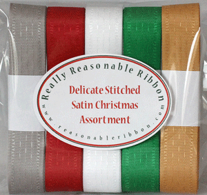 Delicate Stitched Satin Christmas Colors Assortment