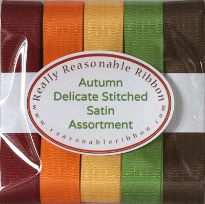 Delicate Stitched Satin Ribbon Autumn Assortment