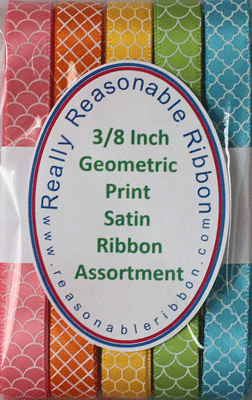 3/8" Geometric Print Satin Ribbon Assortment 