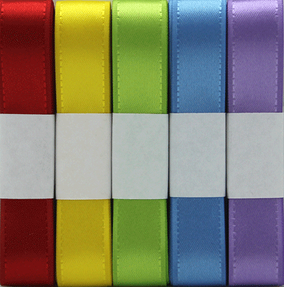 5/8" Primary Satin with Grosgrain Edge Ribbon Assortment 