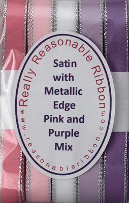 Satin with Silver Metallic Edges Assortment Pink and Purple 