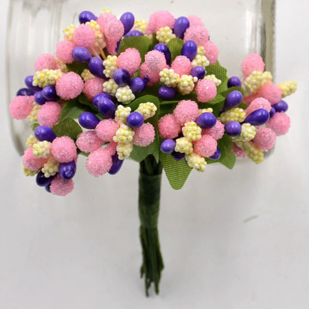 Bead Berry Spray Clusters Mixed Pastel