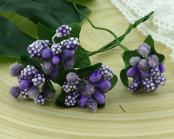 Bead Berry Spray Clusters Purple/Lilac 