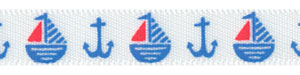 Patriotic Boat and Anchor Print on 3/8" Satin Ribbon