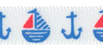 Patriotic Boat and Anchor Print on 3/8" Satin Ribbon