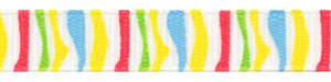 3/8" Bright Wonky Vertical Striped Grosgrain Ribbon