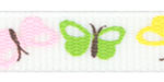 3/8" Butterfly Multi Pink/Green/Yellow Grosgrain Ribbon