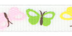 3/8" Butterfly Multi Pink/Green/Yellow Grosgrain Ribbon SPOOL SALE!