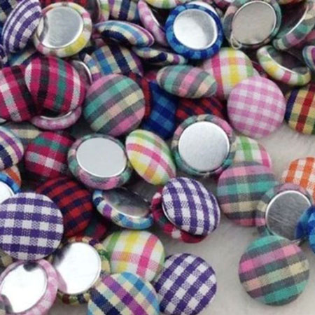 13mm Mixed Color Flatback Gingham Covered Button