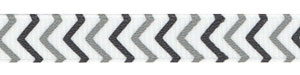 3/8" Black and Gray Chevron Striped Grosgrain Ribbon