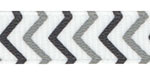 3/8" Black and Gray Chevron Striped Grosgrain Ribbon