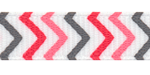 3/8" Mixed Red/Gray Chevron Striped Grosgrain Ribbon