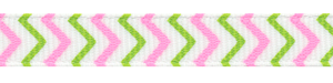 3/8" Pink and Green Chevron Striped Grosgrain Ribbon Spool SALE!