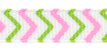 3/8" Pink and Green Chevron Striped Grosgrain Ribbon