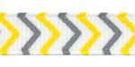 3/8" Yellow and Gray Chevron Striped Grosgrain Ribbon