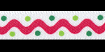 3/8" Christmas Red Zig Zag on White Satin Ribbon