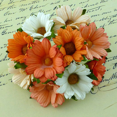 Wild Orchid Craft Chrysanthemums Mixed Peach/Orange/White