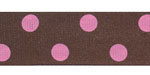 7/8" Circus Dots Grosgrain Dark Brown w/Pink OVER HALF OFF!