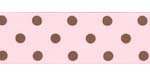 1-1/2" Circus Dots Grosgrain Light Pink w/Brown OVER HALF OFF!