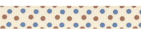 Blue and Brown Confetti Dots Grosgrain Ribbon