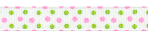 Pink and Green Confetti Dots Grosgrain Ribbon