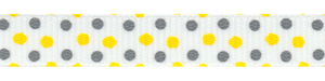 Yellow and Gray Confetti Dots Grosgrain Ribbon