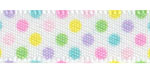 3/8" Pastel Confetti Dots on White Satin 