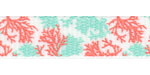 Coral Reef Print on White Grosgrain Ribbon