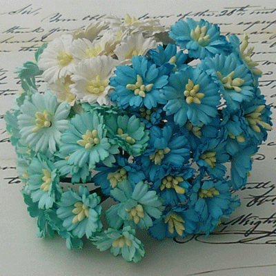 Wild Orchid Craft Cosmos Daisy Stem Flowers Mixed Aqua/Blue